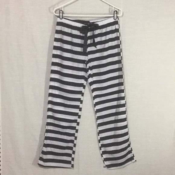 black and white striped pajama pants